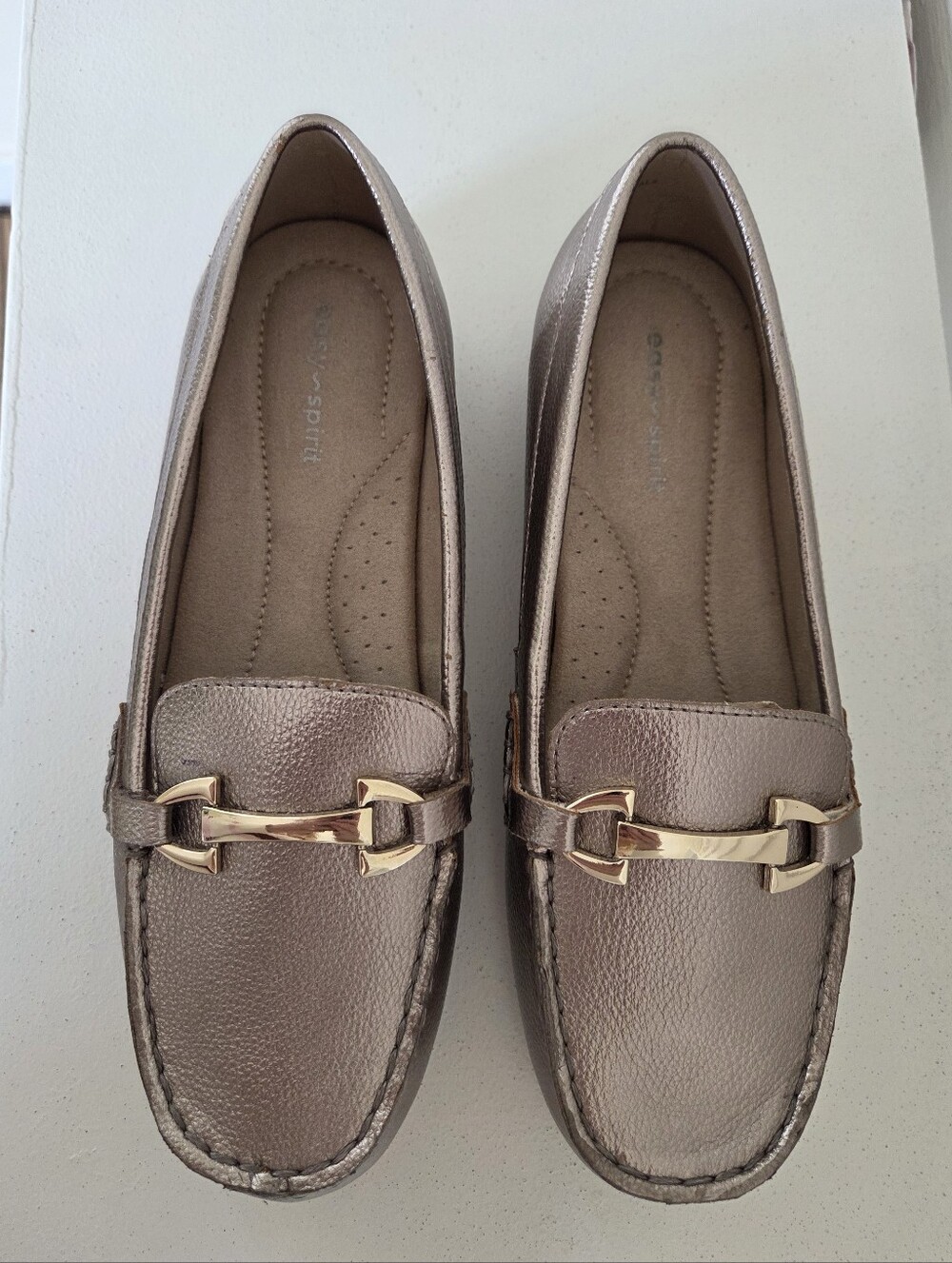 Easy Spirit Bemarlie Women’s Metallic Leather Loafers Size 8.5